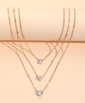 Zircon Necklace Multi-layer Five-pointed Star Love Water Drop Pendant