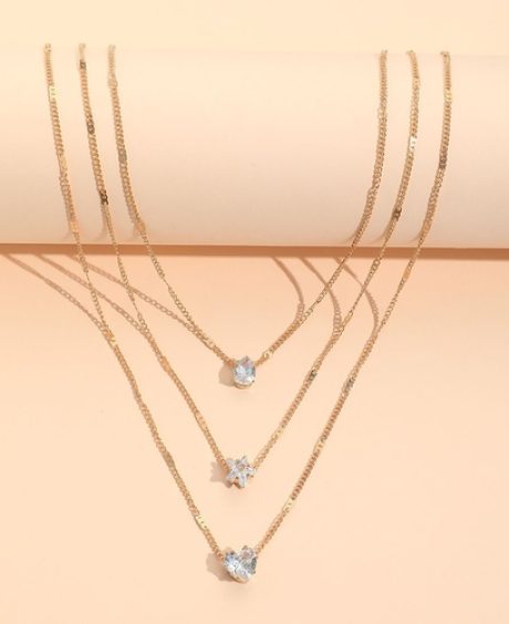 Zircon Necklace Multi-layer Five-pointed Star Love Water Drop Pendant