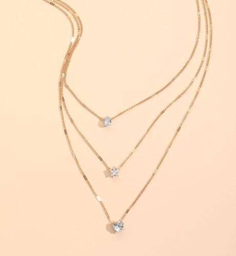 Zircon Necklace Multi-layer Five-pointed Star Love Water Drop Pendant