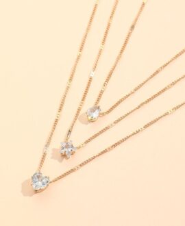 Zircon Necklace Multi-layer Five-pointed Star Love Water Drop Pendant