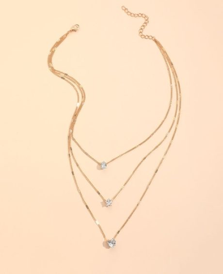 Zircon Necklace Multi-layer Five-pointed Star Love Water Drop Pendant