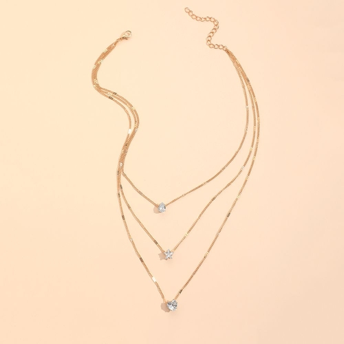 Zircon Necklace Multi-layer Five-pointed Star Love Water Drop Pendant