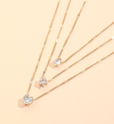 Zircon Necklace Multi-layer Five-pointed Star Love Water Drop Pendant