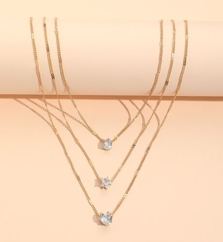 Zircon Necklace Multi-layer Five-pointed Star Love Water Drop Pendant