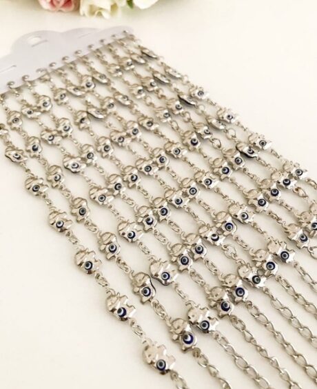 Elephant Evil Eye Bracelet, Gold Silver Chain Bracelet, Lucky Charm