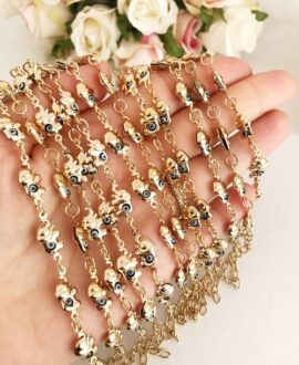 Elephant Evil Eye Bracelet, Gold Silver Chain Bracelet, Lucky Charm