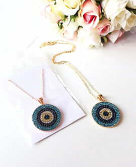 Evil Eye Necklace - Rose Gold Evil eye Jewelry - Zirconia evil eye