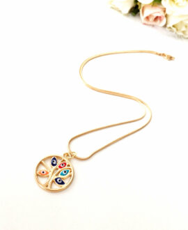 Evil eye necklace, tree of life necklace, gold evil eye necklace,