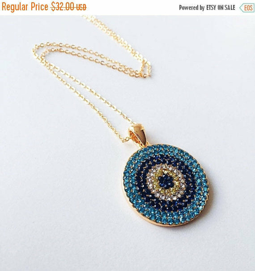 Evil Eye Necklace - Rose Gold Evil eye Jewelry - Zirconia evil eye