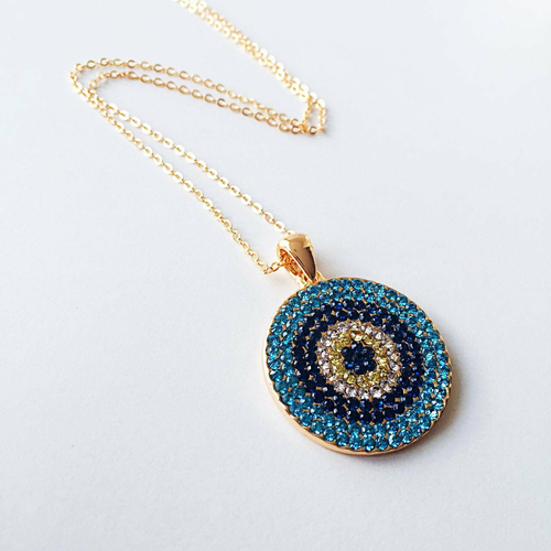 Evil Eye Necklace - Rose Gold Evil eye Jewelry - Zirconia evil eye