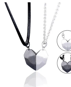 2Pcs Magnetic Heart Couple Necklace For Women Men Lover Valentine's
