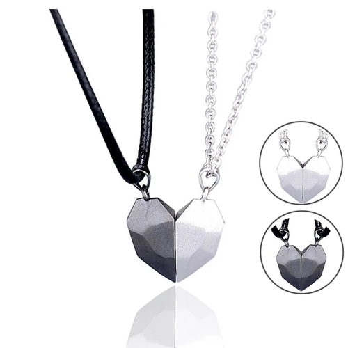 2Pcs Magnetic Heart Couple Necklace For Women Men Lover Valentine's
