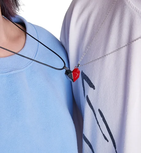 2Pcs Magnetic Heart Couple Necklace For Women Men Lover Valentine's