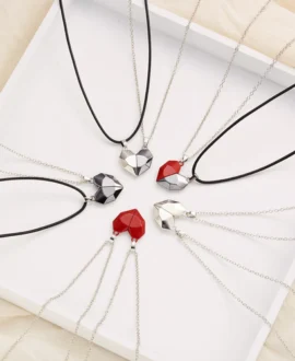 2Pcs Magnetic Heart Couple Necklace For Women Men Lover Valentine's