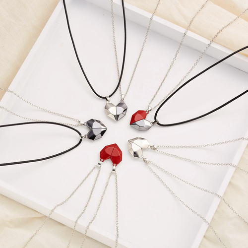 2Pcs Magnetic Heart Couple Necklace For Women Men Lover Valentine's